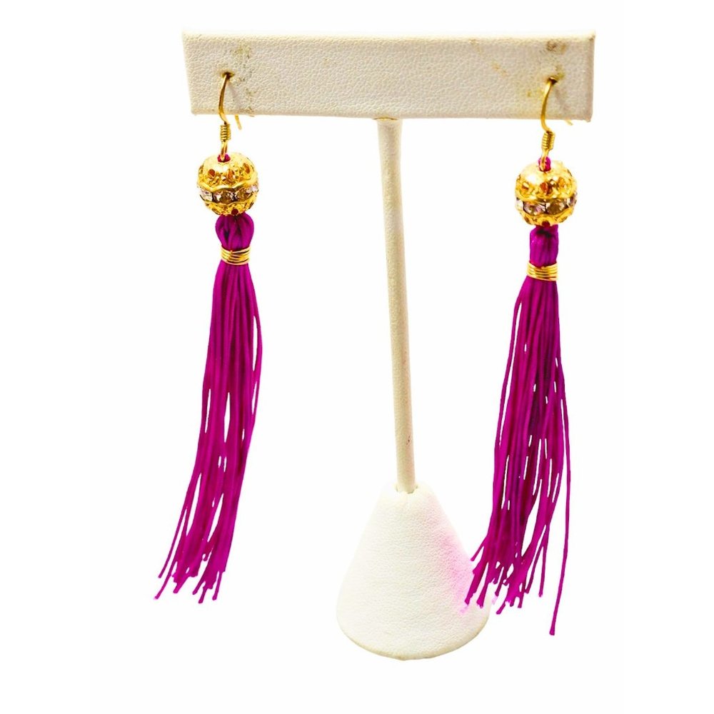 Vintage Silk Tassel Earrings (A1453)